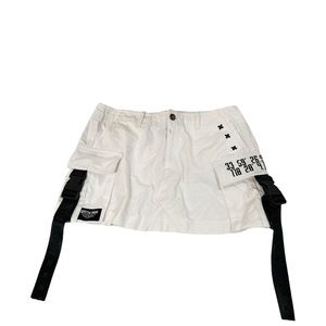 LF White Mini Cargo Skirt with Black Strap Details